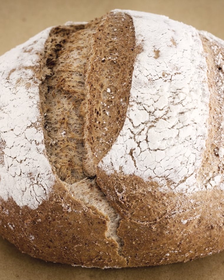 A round artisanal sourdough loaf